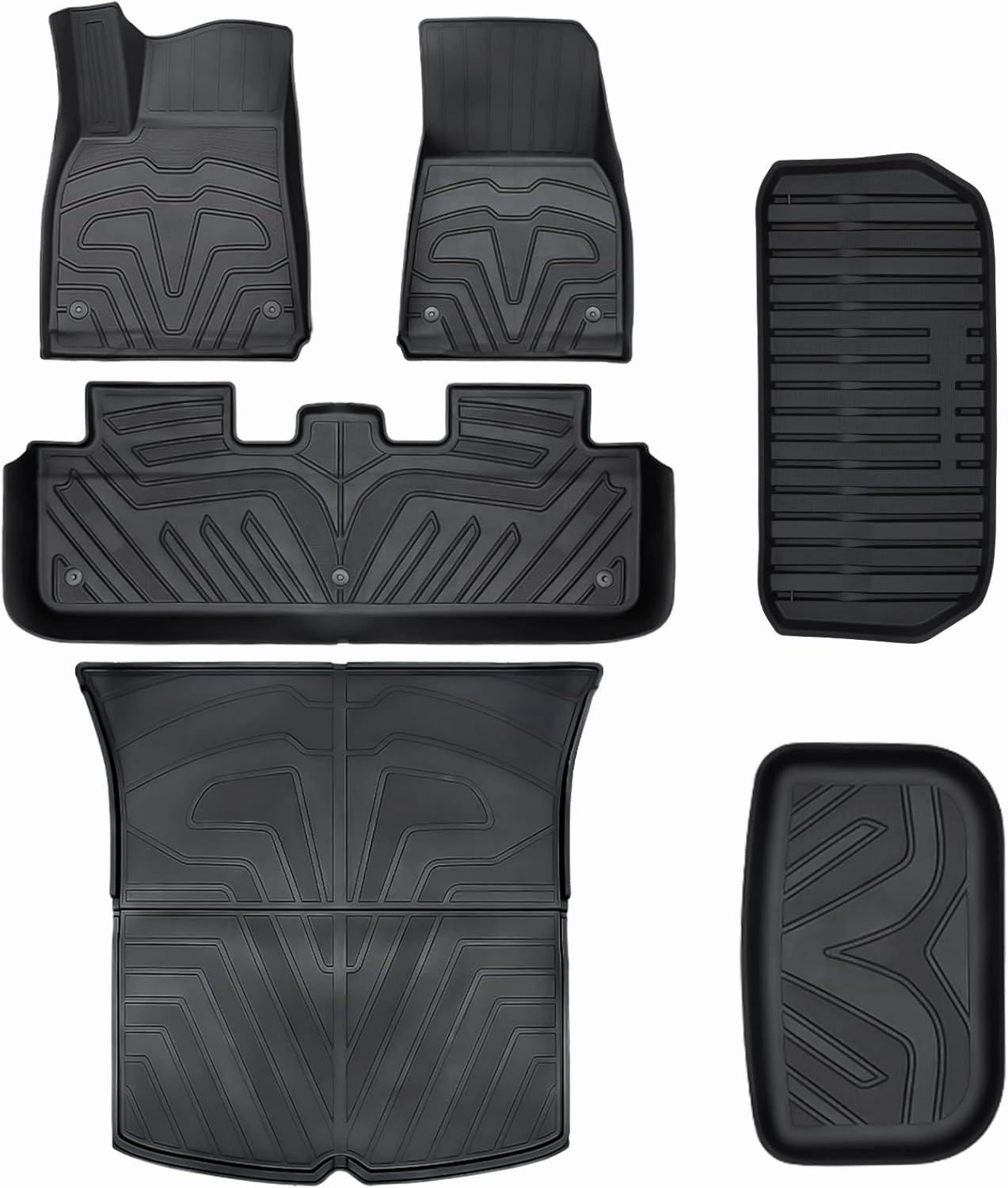 Tesla Model Y Floor Mats 2020-2024 All-Weather Cargo Liner Floor Mats Baby Health Front and Rear Trunk Floor Mats Interior Accessories 6 Pack