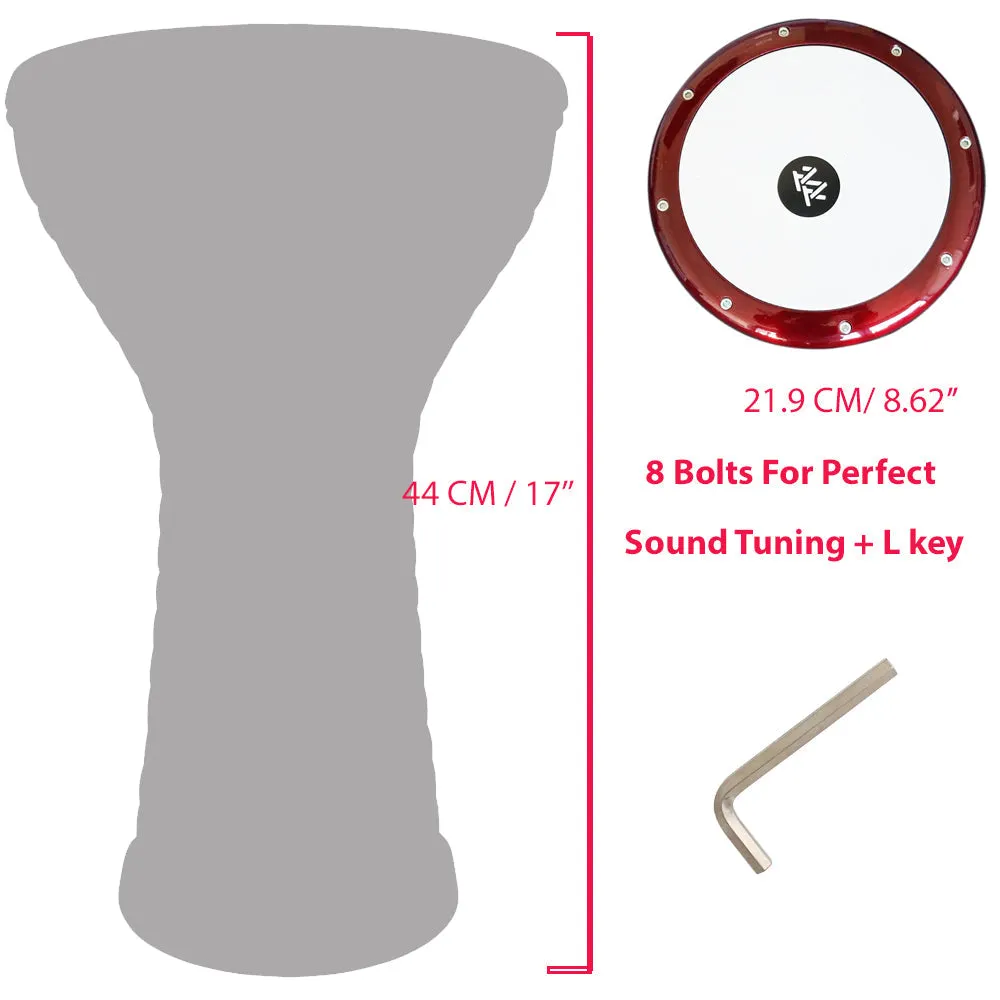 The 17'' Totally Engraved Black Wave Zaza Percussion Egypt Style Darbuka Doumbek - Blemish