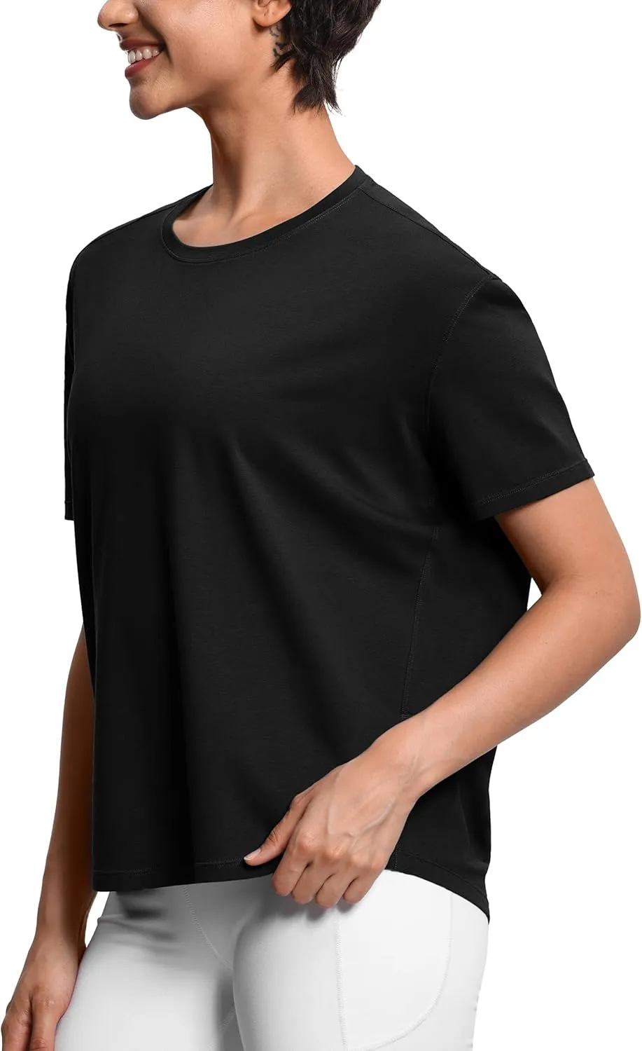 THE GYM PEOPLE Women's Short Sleeve Workout T-Shirts Back Loose Fit Running Yoga Tee Tops