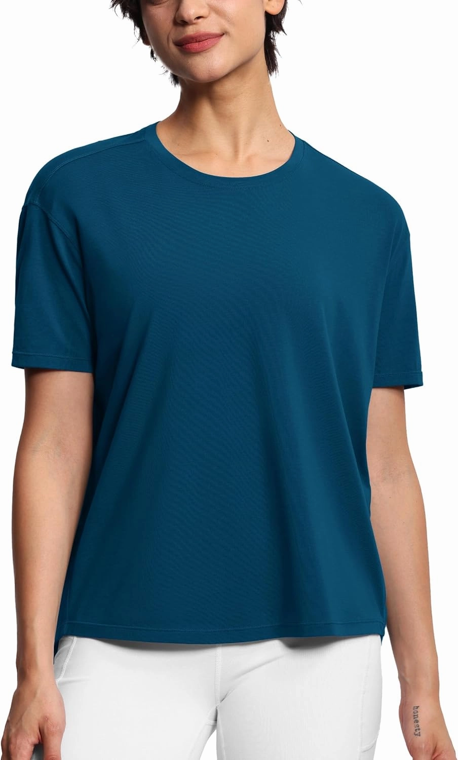 THE GYM PEOPLE Women's Short Sleeve Workout T-Shirts Back Loose Fit Running Yoga Tee Tops