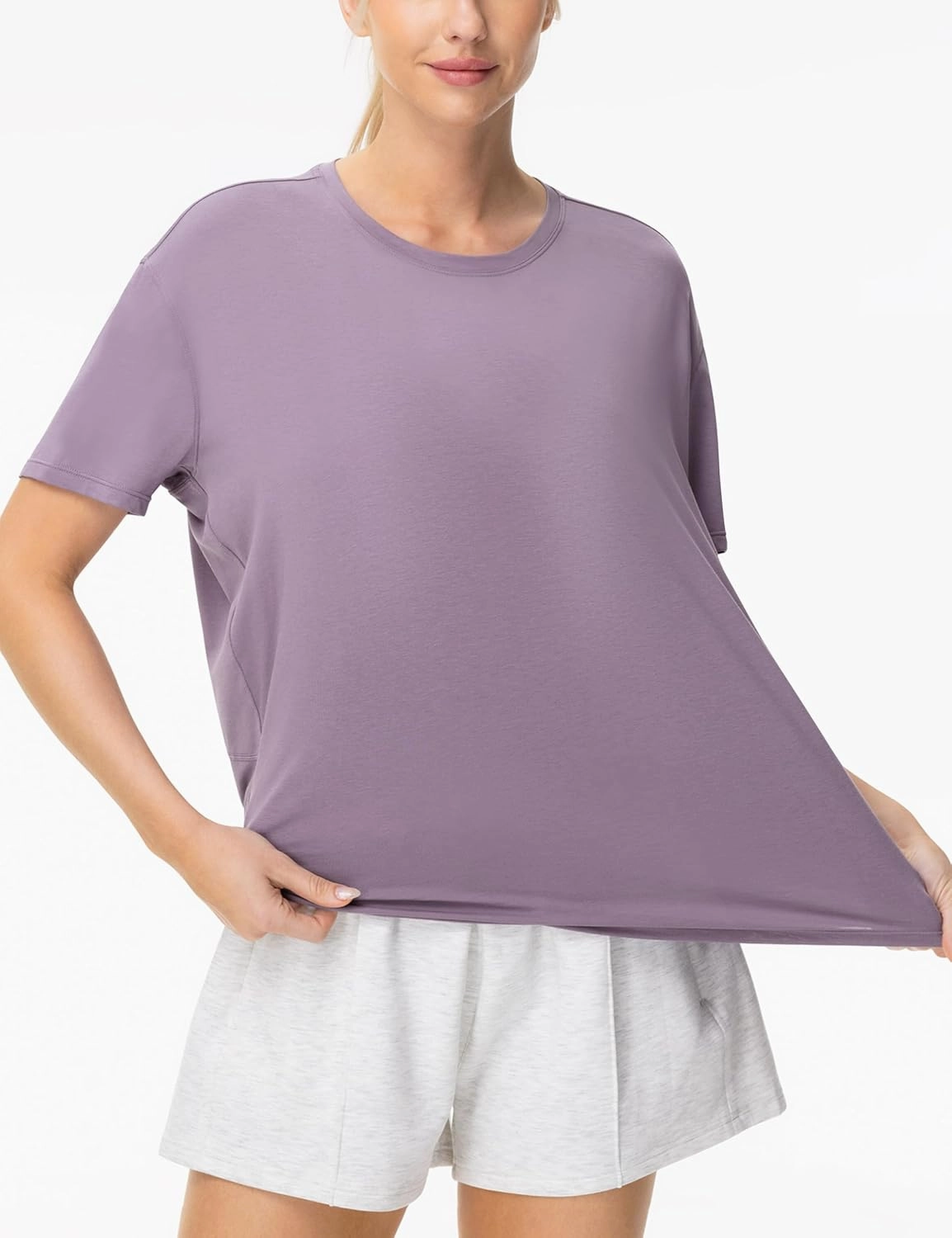 THE GYM PEOPLE Women's Short Sleeve Workout T-Shirts Back Loose Fit Running Yoga Tee Tops