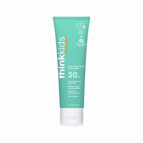 Thinkkids Safe Mineral Sunscreen SPF 50 , 3 Fl Oz, Natural, Water Resistant Reef Safe Sunscreen for Children, Broad Spectrum UVA/UVB Sun Screen