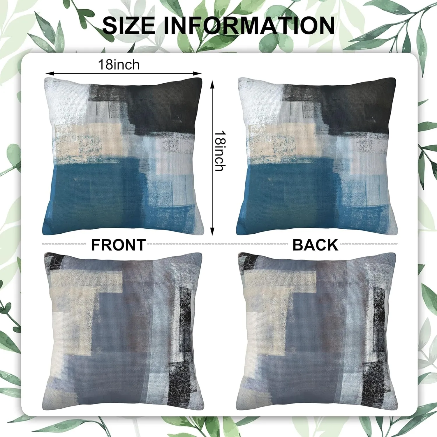 Throw Pillow Covers Abstract Art Painting Pillow Covers 18x18 Inchs Set of 2 Teal and Beige Throw Pillows Decorative Pillow Cases Cushion Covers for Bedroom Livingroom Sofa Farm House