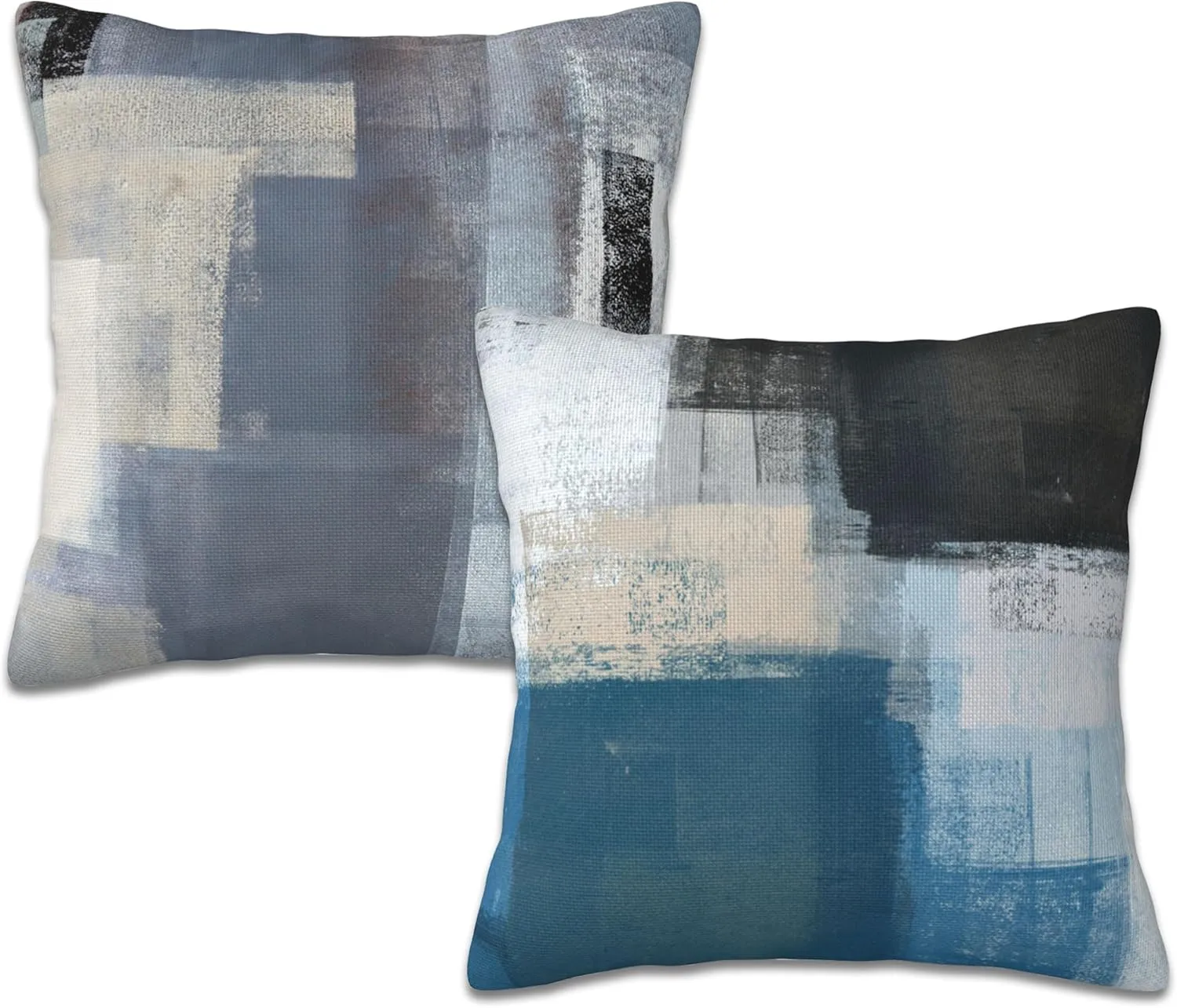 Throw Pillow Covers Abstract Art Painting Pillow Covers 18x18 Inchs Set of 2 Teal and Beige Throw Pillows Decorative Pillow Cases Cushion Covers for Bedroom Livingroom Sofa Farm House