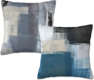 Throw Pillow Covers Abstract Art Painting Pillow Covers 18x18 Inchs Set of 2 Teal and Beige Throw Pillows Decorative Pillow Cases Cushion Covers for Bedroom Livingroom Sofa Farm House