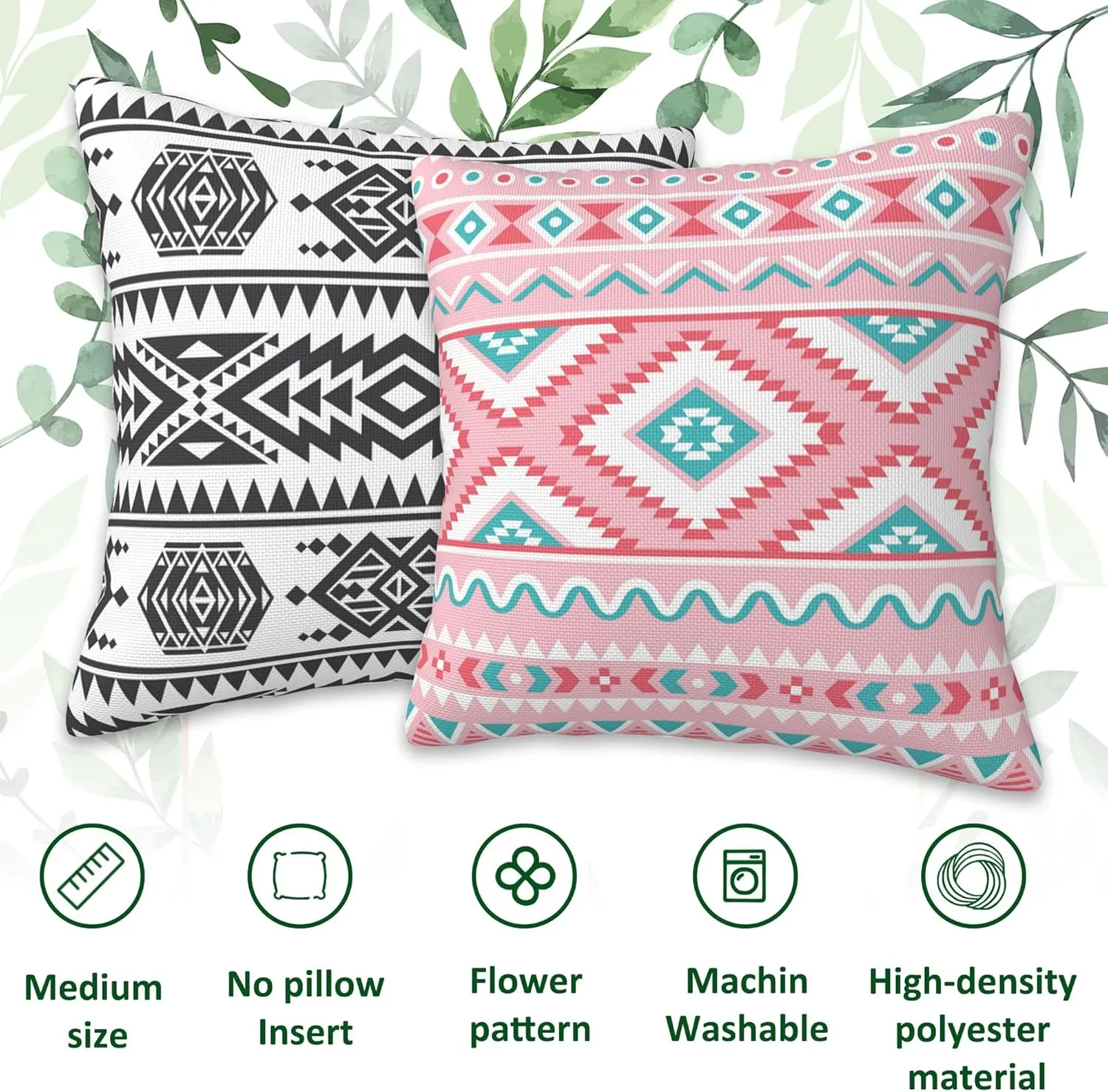 Throw Pillow Covers Aztec Pillow Covers 18x18 Inch Set of 2 American Aztec Throw Pillows Decorative Pillow Cases Cushion Covers for Bedroom Livingroom Sofa Farm House