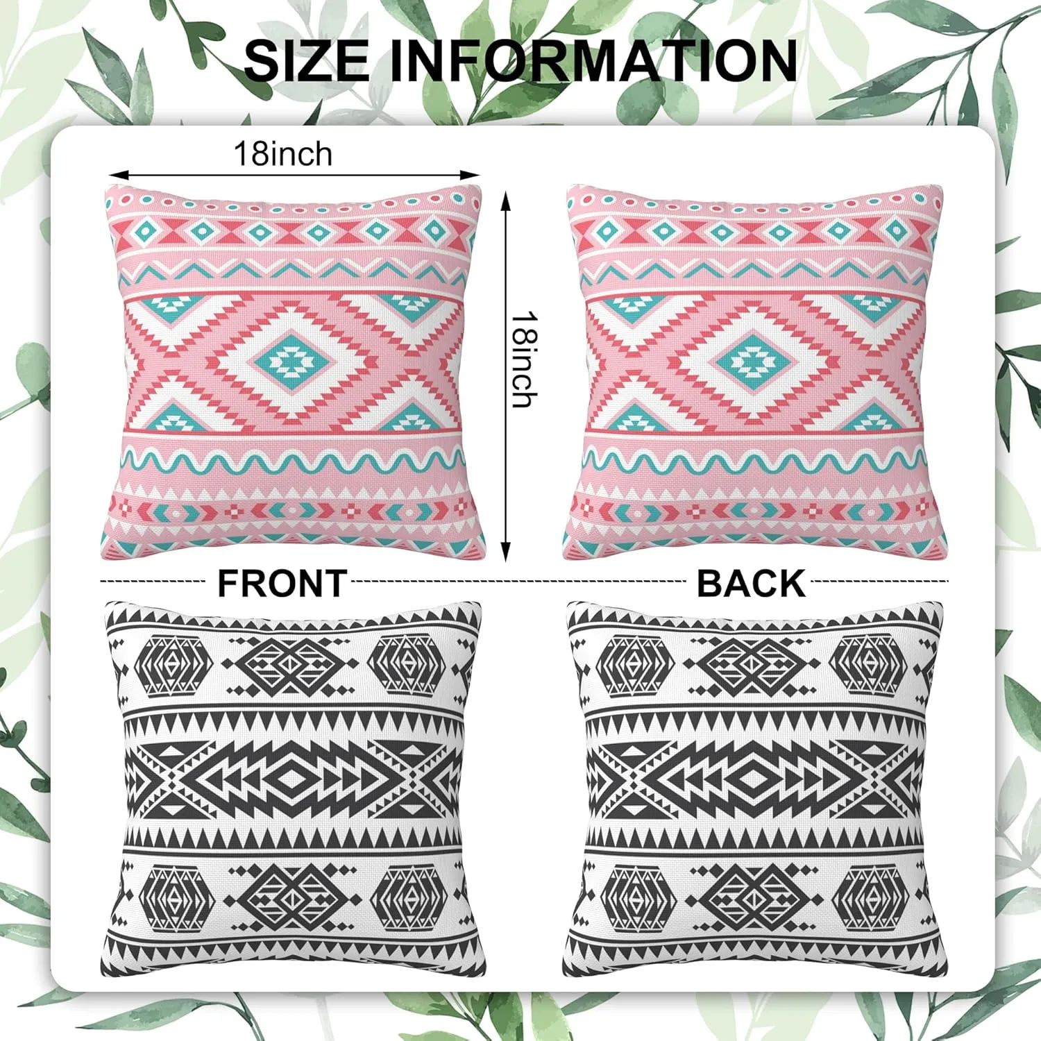 Throw Pillow Covers Aztec Pillow Covers 18x18 Inch Set of 2 American Aztec Throw Pillows Decorative Pillow Cases Cushion Covers for Bedroom Livingroom Sofa Farm House
