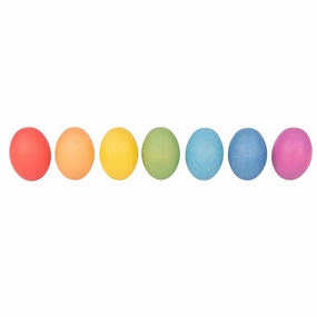 TickiT-74005 Rainbow Wooden Eggs - Set of 7 colors - Wooden Toys for Toddlers - For Ages 10m  - Inspire Curiosity With Wooden Loose Parts Play