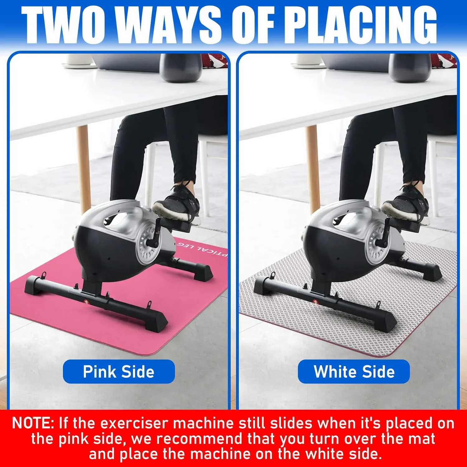 TOBWOLF Non-Slip Workout Mat for Ellipse Leg Exerciser, Ellipse Machine Mat, Exercise Mat for Under Desk Ellipticals, Suitable for Electric Seated Foot Pedal Exerciser, Stability & Floor Protection