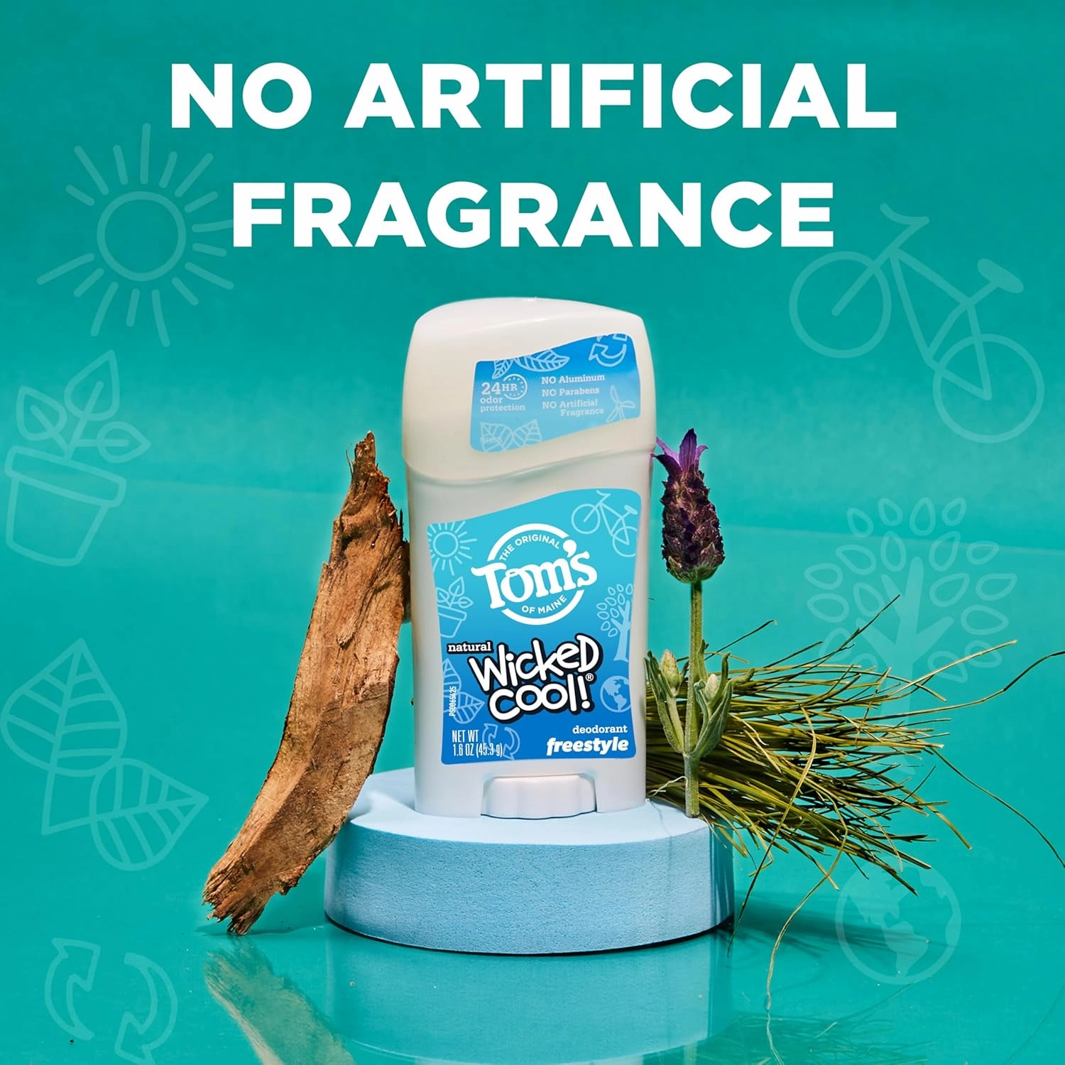 Tom's of Maine Aluminum-Free Wicked Cool! Natural Deodorant for Kids, Freestyle, 1.6 oz. 3-Pack (Packaging May Vary)