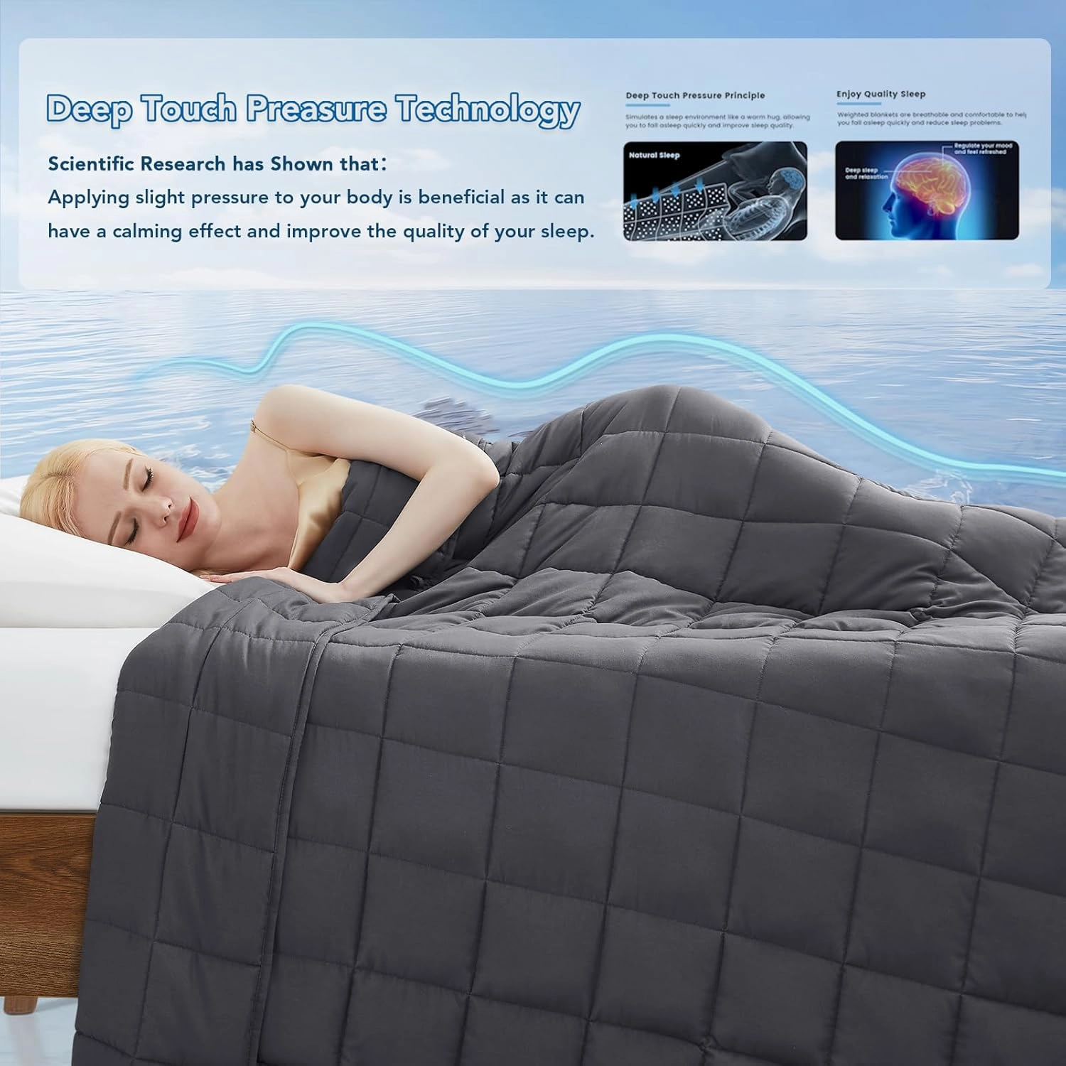 Topcee Weighted Blanket (20lbs 60"x80" Queen Size) Cooling Breathable Heavy Blanket Microfiber Material with Glass Beads Big Blanket for Adult All-Season Summer Fall Winter Soft Thick Comfort