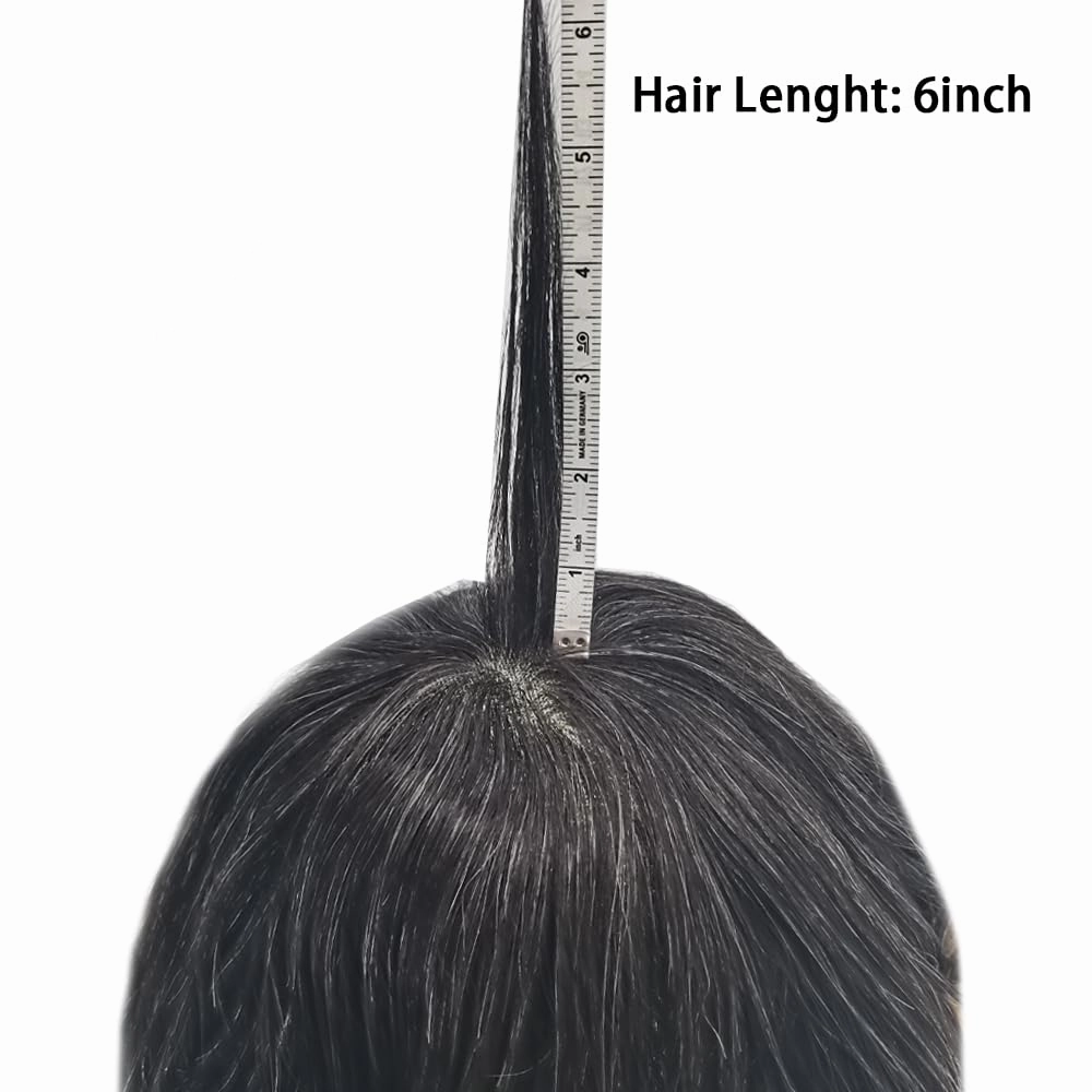 Toupee For Men Full French Lace Men Toupee Hairpieces 100% European Human Hair Replacement System Men Hair Pieces Protesis Capilar Hombre 8X10#1B20#1B Off Black 20% Grey 80% Density