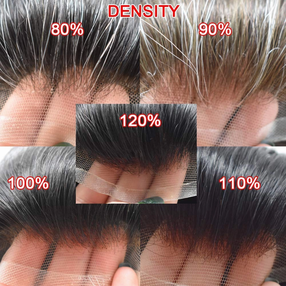 Toupee for Men Real Human Hair Piece Lace Front Hair System for Men Fine Mono Mens Replacement System Hairpieces Prosthesis 6X8#1B40#1B Off Black 40% Grey 120% Density