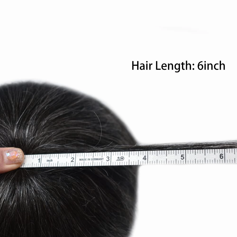 Toupee for Men Real Human Hair Piece Lace Front Hair System for Men Fine Mono Mens Replacement System Hairpieces Prosthesis 6X8#1B40#1B Off Black 40% Grey 120% Density