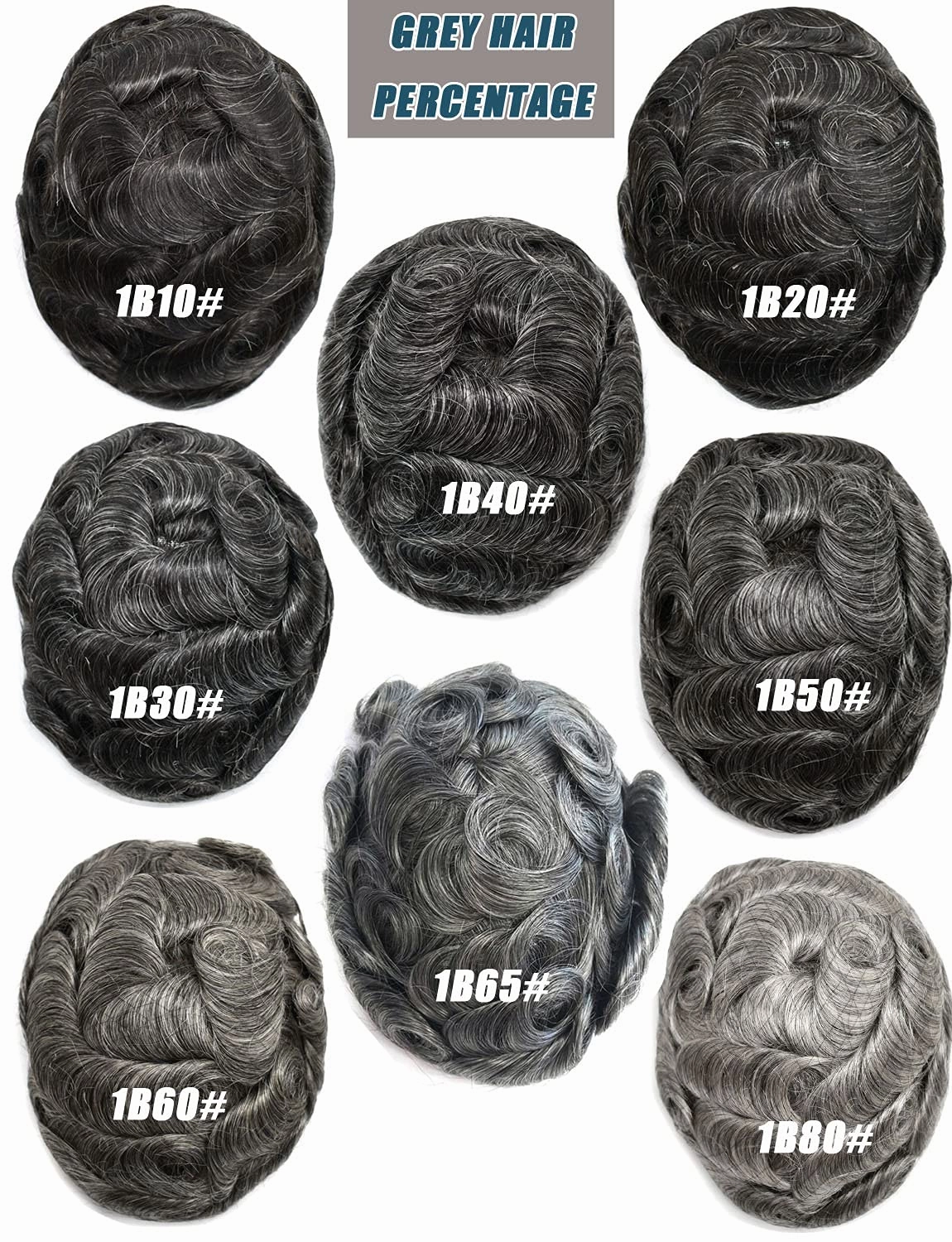 Toupee for Men Real Human Hair Piece Lace Front Hair System for Men Fine Mono Mens Replacement System Hairpieces Prosthesis 6X8#1B40#1B Off Black 40% Grey 120% Density
