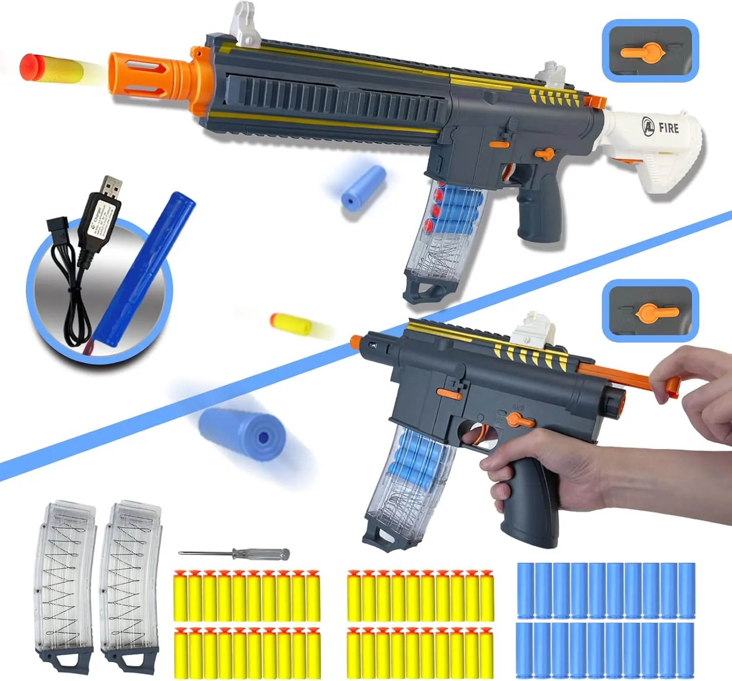 Toy Foam Blaster Gun - 416 Toy Rifle with 40 Soft Bullets 2 Magazines 20 Shells, Automatic Dart Gun for Boy Ages 14  Year Old, Indoor Outdoor Gifts for Adult Kid Christmas Birthday