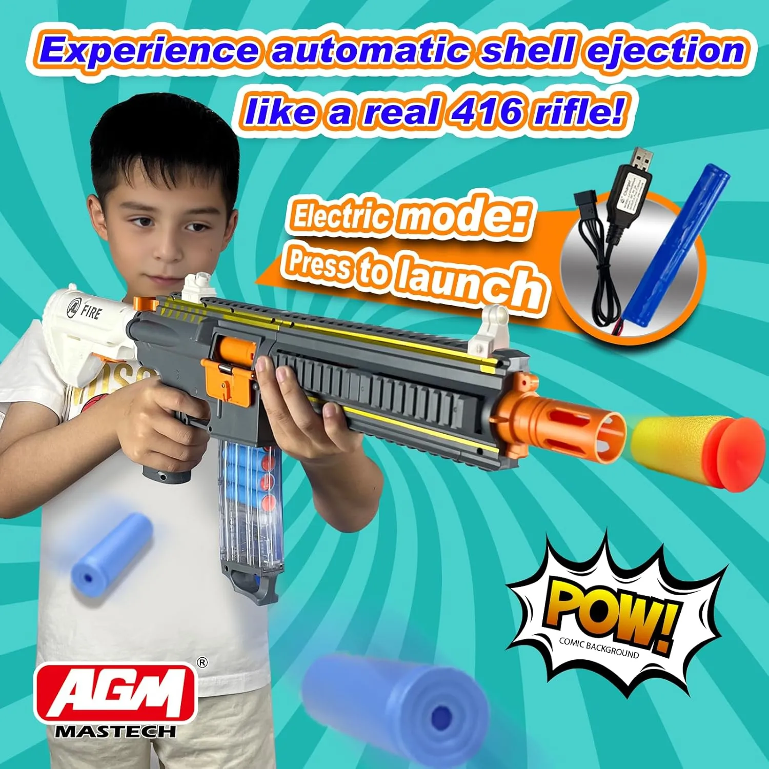 Toy Foam Blaster Gun - 416 Toy Rifle with 40 Soft Bullets 2 Magazines 20 Shells, Automatic Dart Gun for Boy Ages 14  Year Old, Indoor Outdoor Gifts for Adult Kid Christmas Birthday