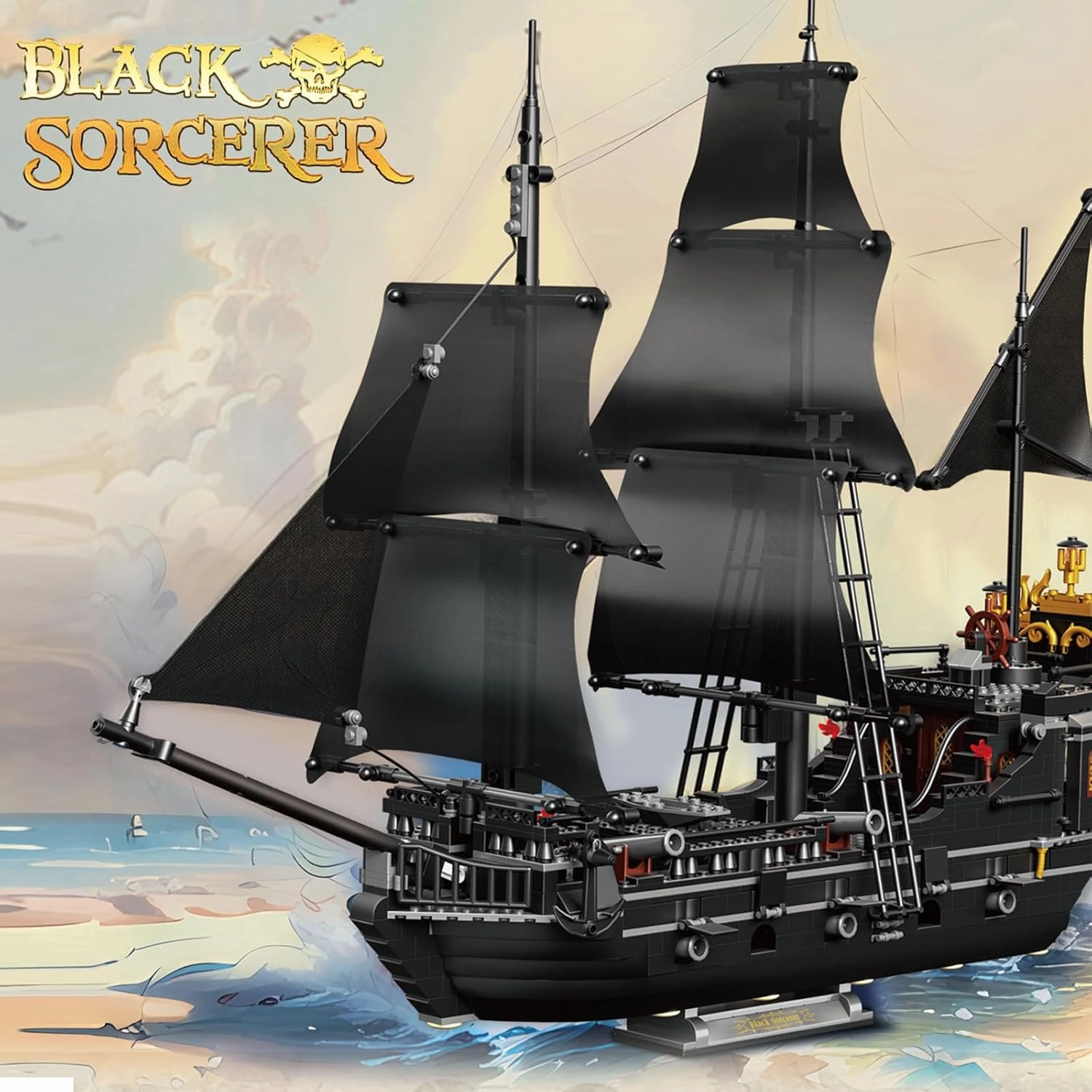 Toy Building Set, Pirate Ship Small Brick Model Kit, 15.98in Height Creative Construction Mini Building Block, 3D Puzzle Hobbies Christmas Birthday Gift for Adult Kids Boys Girls 8  1366 PCS