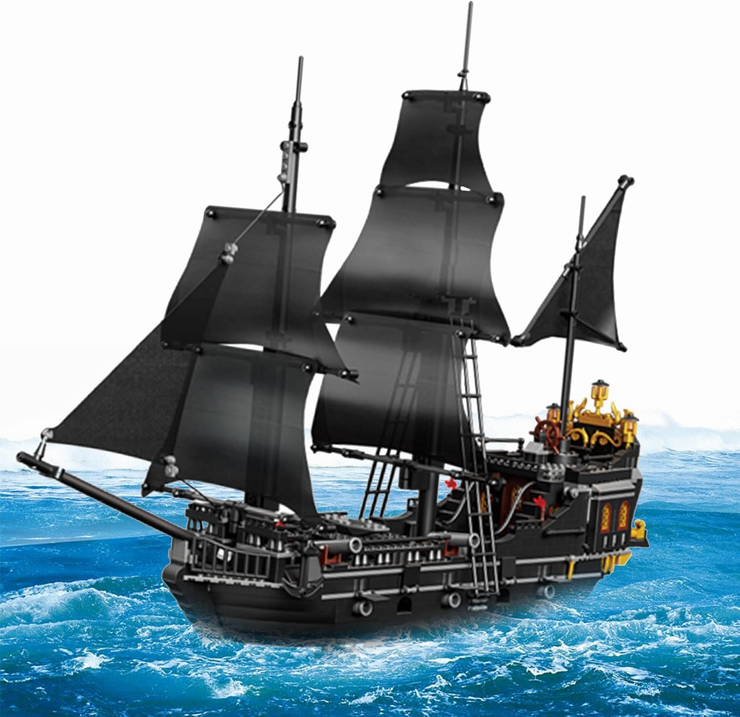 Toy Building Set, Pirate Ship Small Brick Model Kit, 15.98in Height Creative Construction Mini Building Block, 3D Puzzle Hobbies Christmas Birthday Gift for Adult Kids Boys Girls 8  1366 PCS