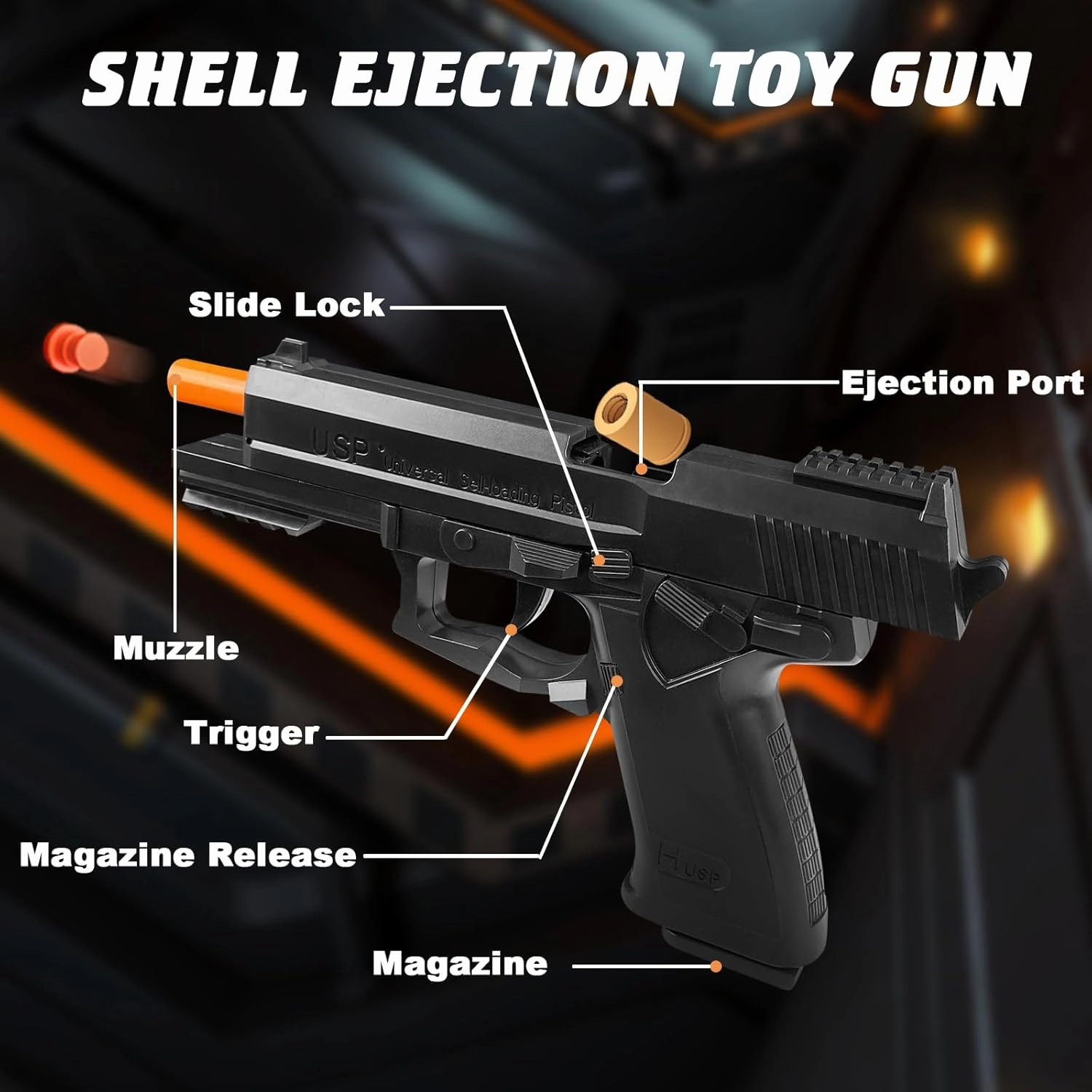 Toy Gun with Automatic Reloading Rebound Shell Ejecting and Soft Foam Blaster, Ideal for Shooting Games, Education Model Toys, Gift for Kids Boys Girls