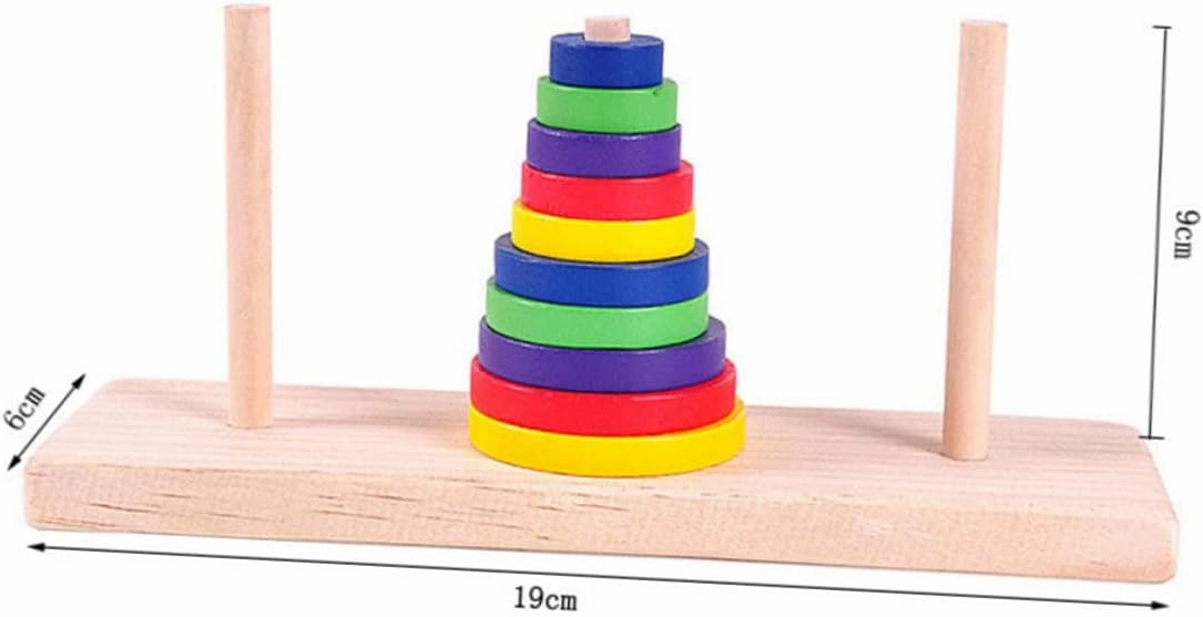 TOYANDONA Wood Toys Trumpet Puzzle 2 Pcs Wooden Hanoi of Tower Unlock Puzzle Board Game Tower of Hanoi Tower River Bamboo Classical Wood Brain Puzzle Wooden Toys