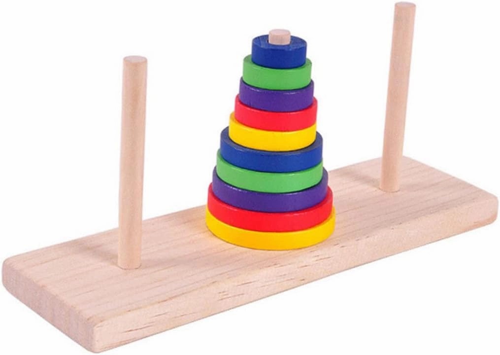 TOYANDONA Wood Toys Trumpet Puzzle 2 Pcs Wooden Hanoi of Tower Unlock Puzzle Board Game Tower of Hanoi Tower River Bamboo Classical Wood Brain Puzzle Wooden Toys
