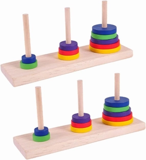 TOYANDONA Wood Toys Trumpet Puzzle 2 Pcs Wooden Hanoi of Tower Unlock Puzzle Board Game Tower of Hanoi Tower River Bamboo Classical Wood Brain Puzzle Wooden Toys