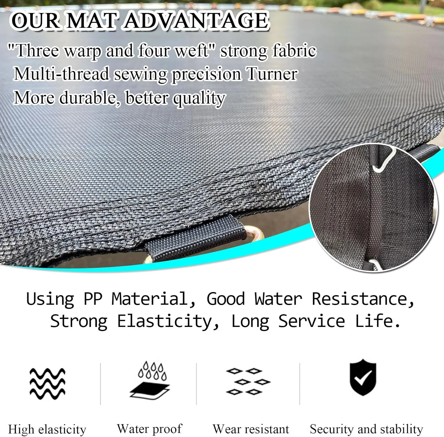 Trampoline Mat, Fits 8FT Frame, with 42/48 V-Rings and Spring Tool, Replacement Jumping Mat, Reinforce, UV-Resistant, Not Include Spring