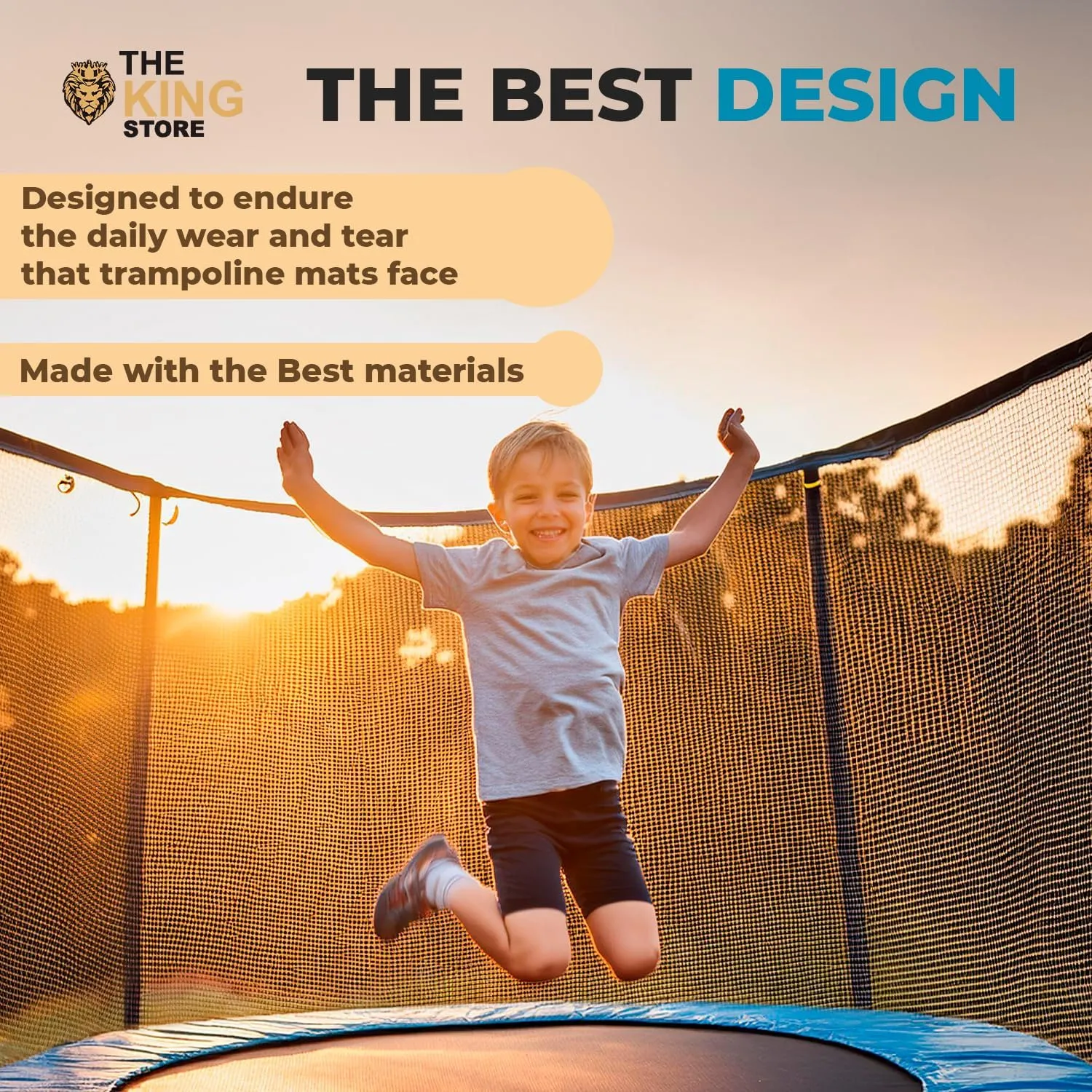 Trampoline Round Mat Replacement 11ft to 16ft Frame, Pull Spring Hook Included, Universal Fit All Brands, Springs Not Included, Black