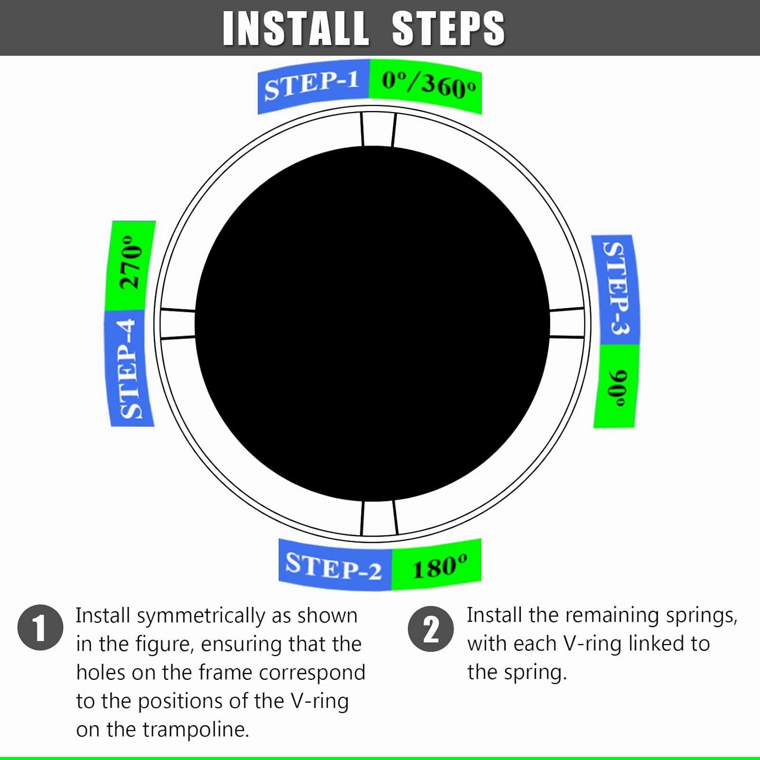 Trampoline Mat, Fits 8FT Round Frame, with 48 V-Rings and Spring Tool, Replacement Jumping Mat for Reinforce, UV-Resistant