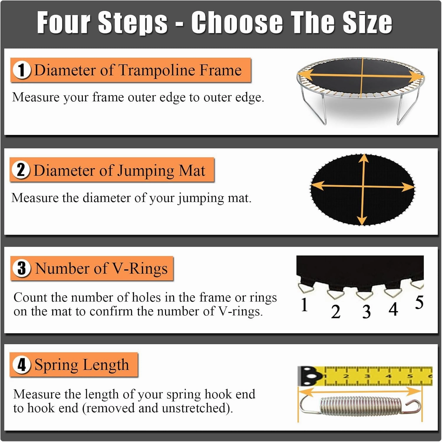 Trampoline Mat, Fits 8FT Round Frame, with 48 V-Rings and Spring Tool, Replacement Jumping Mat for Reinforce, UV-Resistant