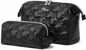 Travel Makeup Bag Cosmetic Organizer: Small Make up Bag for Purse - Preppy Skincare Bags for Women - Cute Zipper Pouch Waterproof Toiletry Bags - Gifts for Girls Friends Teachers (Black)