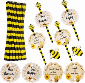 Tugaizi Bee Themed Back to School Gifts, 50 Sets of Bee Inspirational Pencils, Pencil Topper Erasers and Double Sided Printing Motivational Cards for Kids Students Classrooms