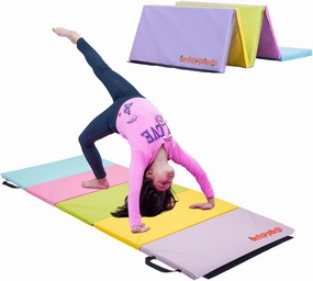 Tumbling Mat – Gymnastics Mat, Easy to Clean, Sturdy, Foldable Tumbling Mat for Kids, Padded, Portable, Carrying Handle, Gymnastics Equipment for Activity Play