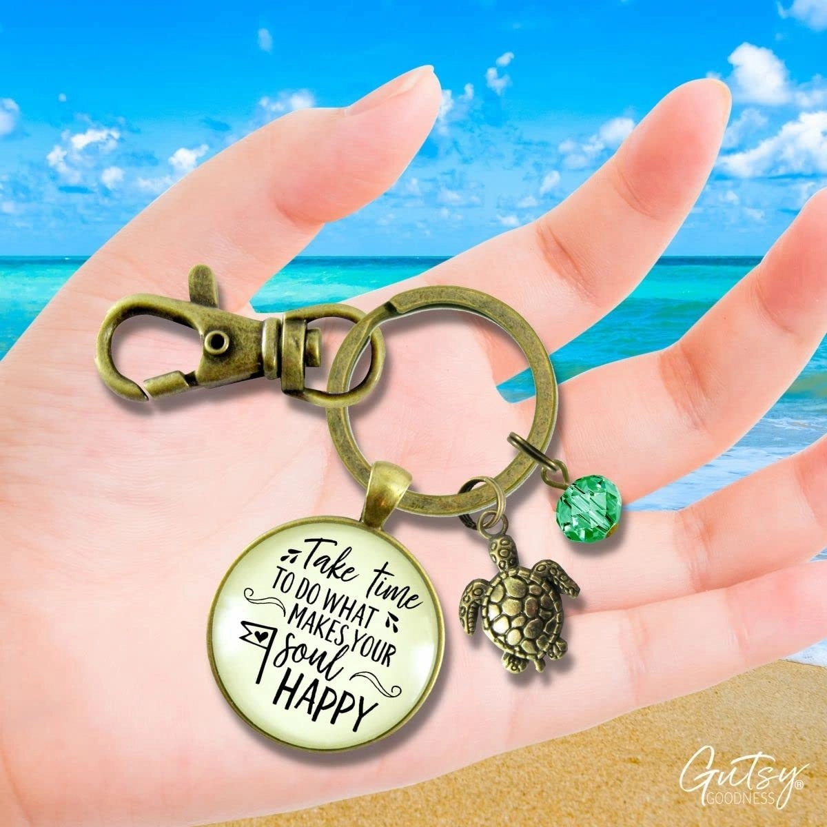Turtle Keychain Take Time Do What Makes Your Soul Happy Ocean Life Relax Retire Jewelry For Women