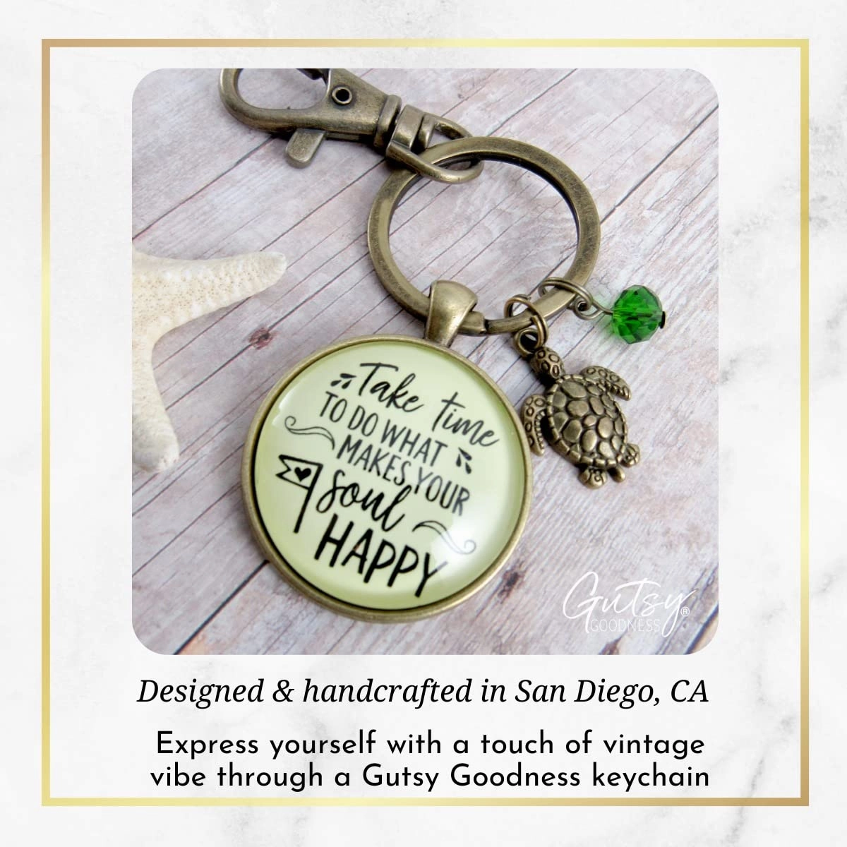 Turtle Keychain Take Time Do What Makes Your Soul Happy Ocean Life Relax Retire Jewelry For Women