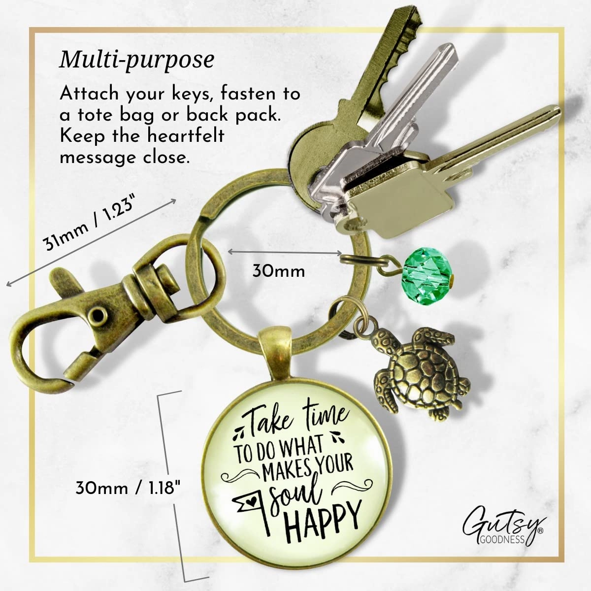 Turtle Keychain Take Time Do What Makes Your Soul Happy Ocean Life Relax Retire Jewelry For Women