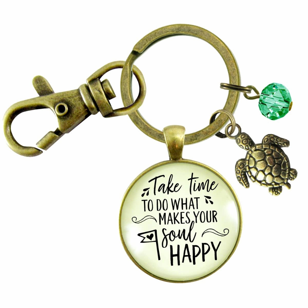 Turtle Keychain Take Time Do What Makes Your Soul Happy Ocean Life Relax Retire Jewelry For Women