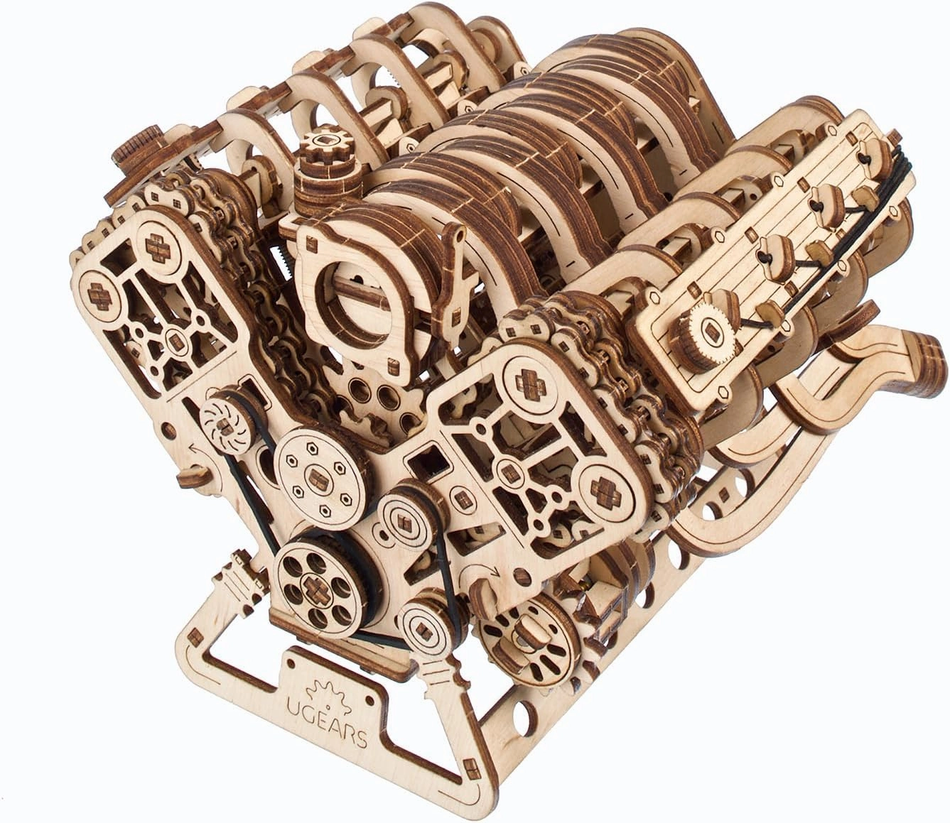 UGEARS V8 Engine Model Kit - Advanced 3D Wooden Puzzles for Adults - DIY Kits Gifts for Engineers - 3D Puzzle Model Engine Kit for Adults for Father's Day, Birthdays, Christmas - 776 Pcs