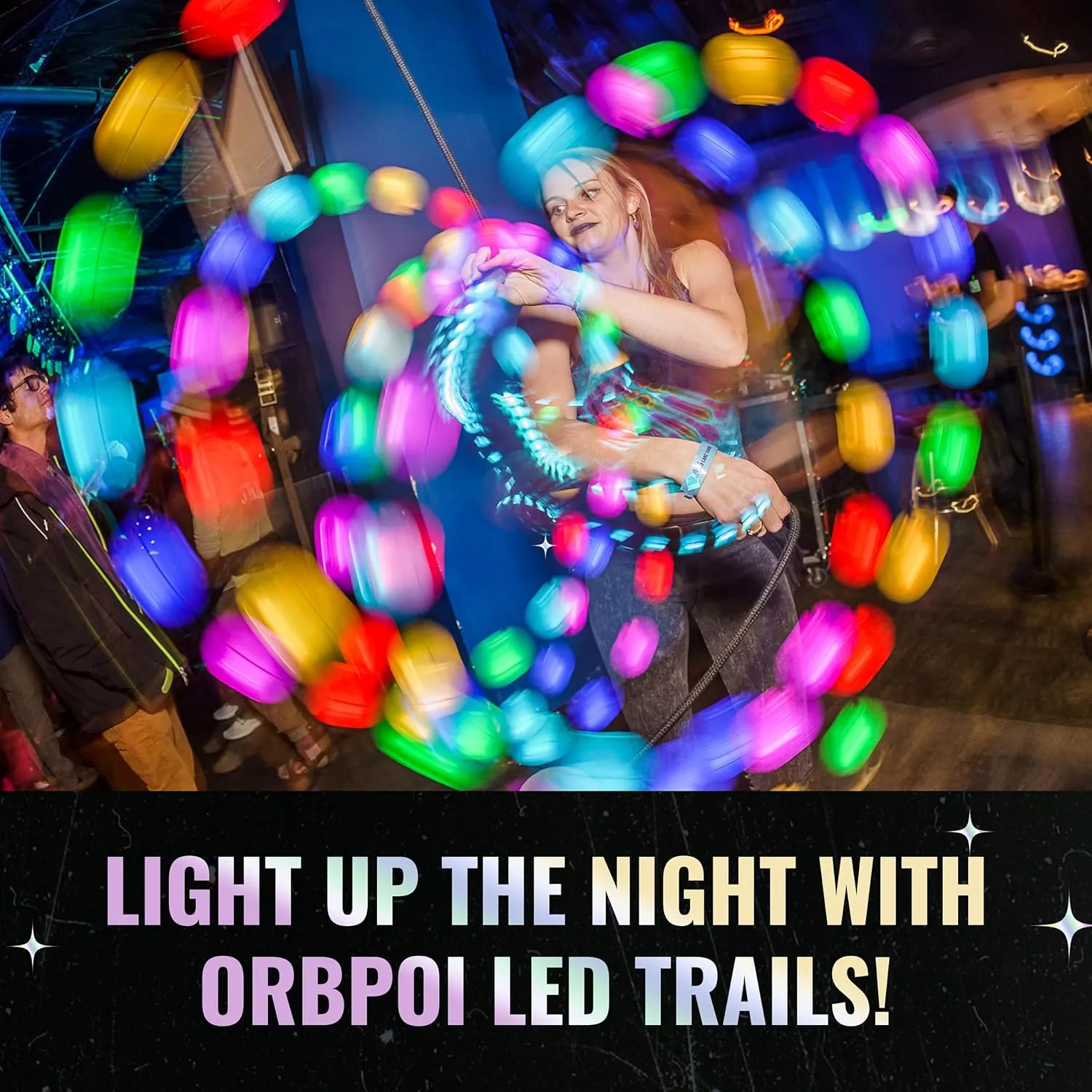 UltraPoi OrbPoi Set - Orb Poi w/Non LED Knob Handles - USB Rechargeable Contact LED Poi Balls w/ 30  Color Modes & Flashing Patterns - LED Poi Spinning Balls w/Soft Durable Cases - Flow Arts Toy