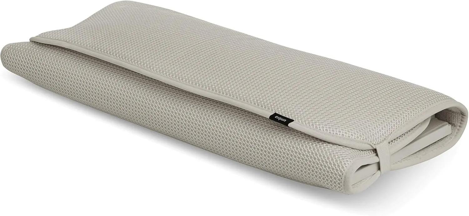 Umbra Udry Rack and Microfiber Dish Drying Mat-Space-Saving Lightweight Design Folds Up for Easy Storage, Standard, Light Grey