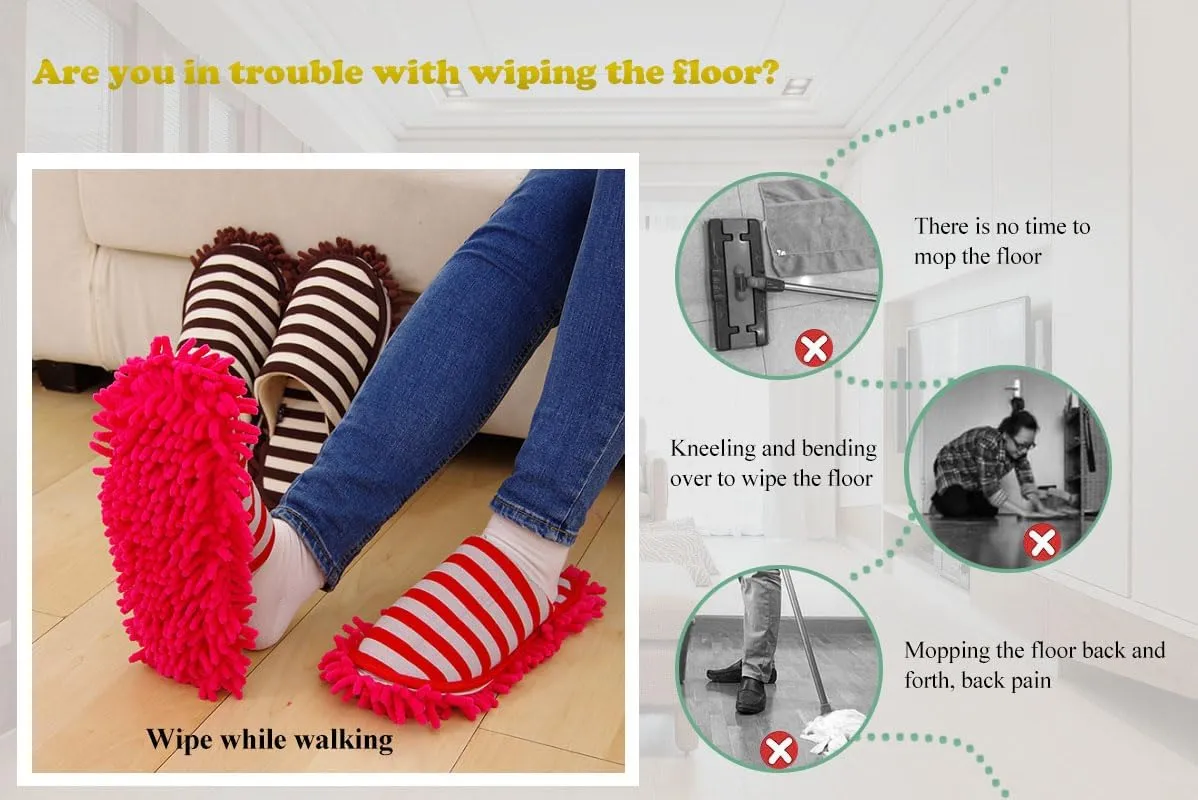 Unisex Microfiber Slippers Floor Cleaning Mop Men and Women House Dusting Slippers Floor Cleaning Tool