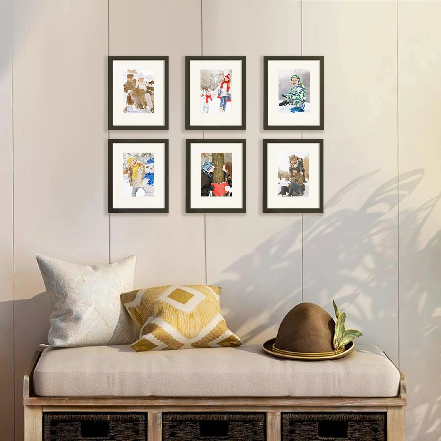 upsimples 8x10 Picture Frame Set of 10, Display Pictures 5x7 with Mat or 8x10 Without, Multi Photo Frames Collage for Wall or Tabletop Display, Black