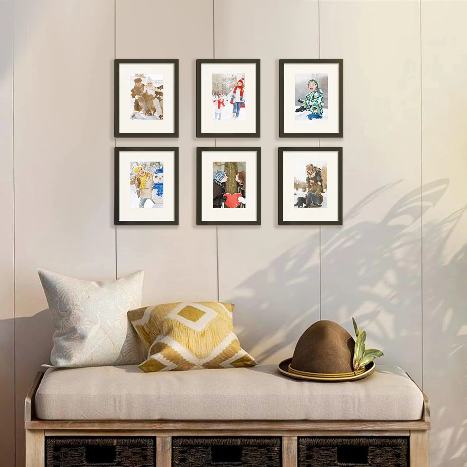 upsimples 8x10 Picture Frame Set of 10, Display Pictures 5x7 with Mat or 8x10 Without, Multi Photo Frames Collage for Wall or Tabletop Display, Black