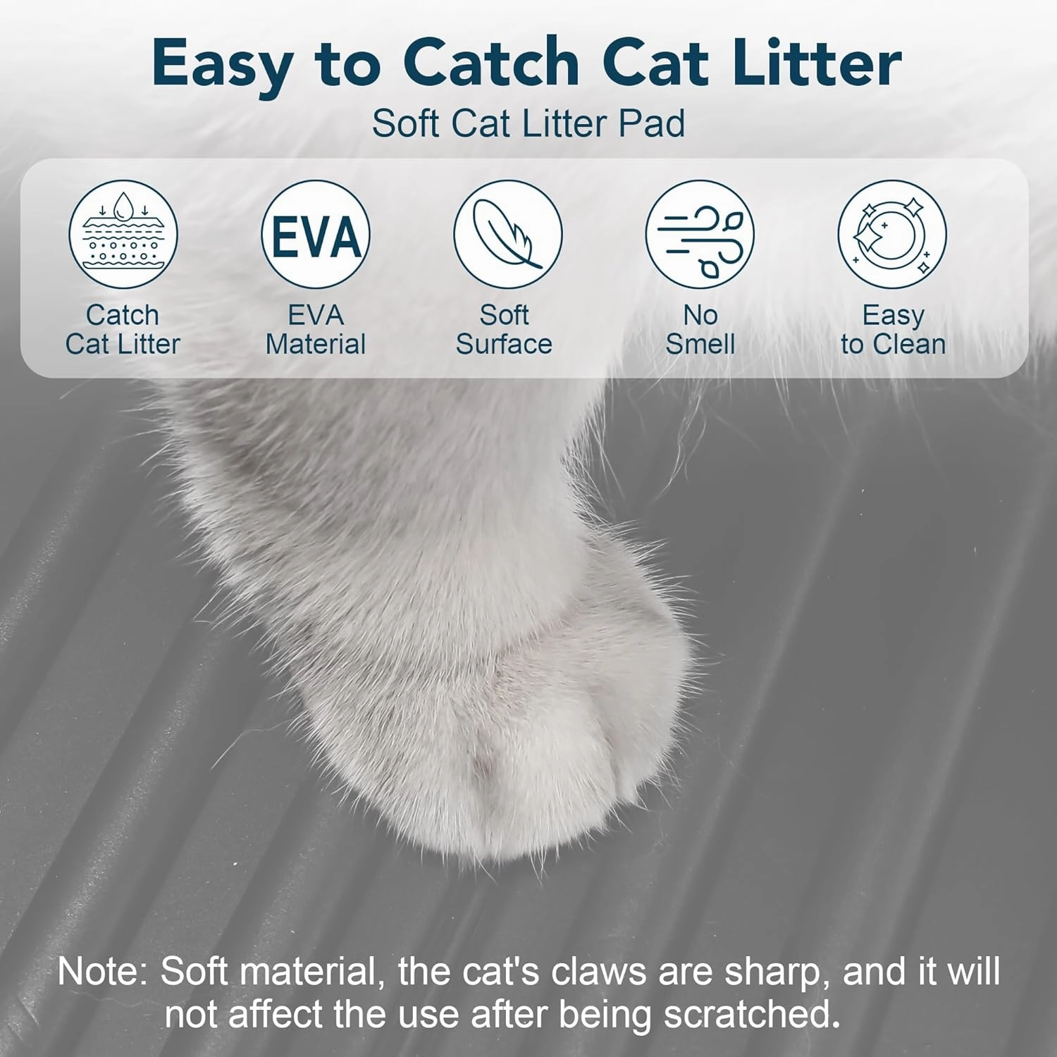UPSKY Cat Litter Mat, Large Kitty Litter Trapping Mat Soft on Kitty Paws, Litter Box Mat Keep Floor Clean, 31" x 24" Waterproof and Washable Cat Litter Catcher Pad for Scatter Control