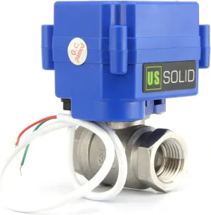 U.S. Solid 3/4" Motorized Ball Valve 85-265V AC Stainless Steel Electrical Ball Valve, 2 Wire Auto Return Setup Normally Closed
