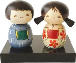 Usaburo Modern Japanese Kokeshi Doll (NAKAYOSHI), Made in Japan, Collectible Figurines, Traditional Crafts, boy • Girl in Kimono
