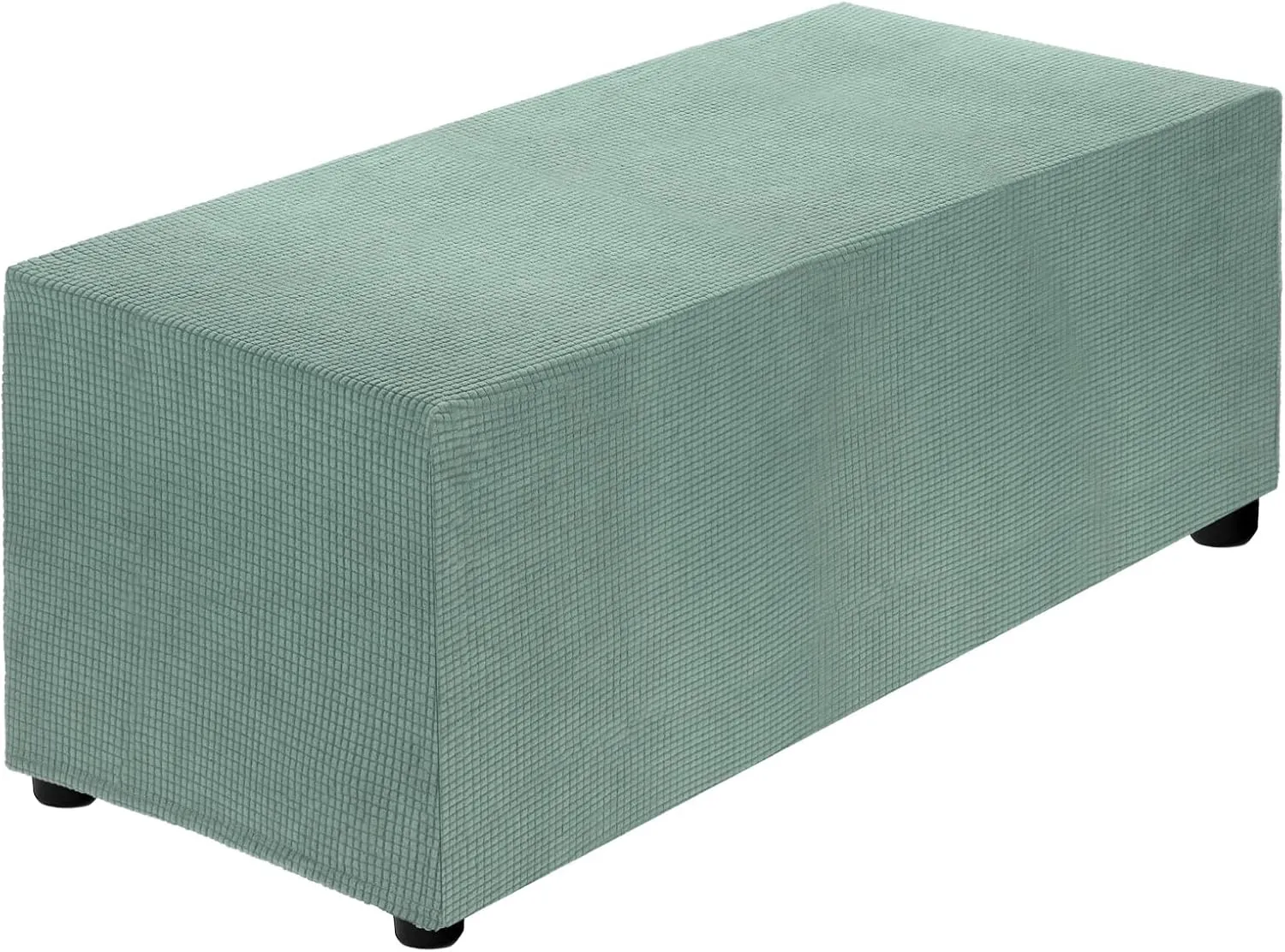 uxcell Stretch Ottoman Cover Rectangular Oversized Square Ottoman Slipcover with Elastic for Foot Stool Living Room Bedroom Fit Length 130-160cm / 51"-63", X-Large, Bean Green