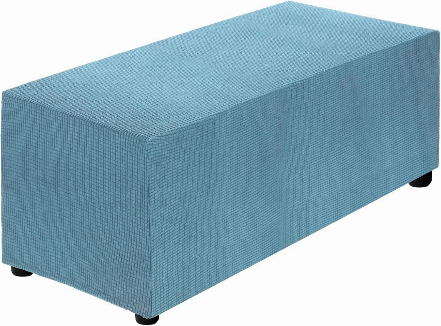 uxcell Stretch Ottoman Cover Rectangular Oversized Square Ottoman Slipcover with Elastic for Foot Stool Living Room Bedroom Fit Length 130-160cm / 51"-63", X-Large, Blue