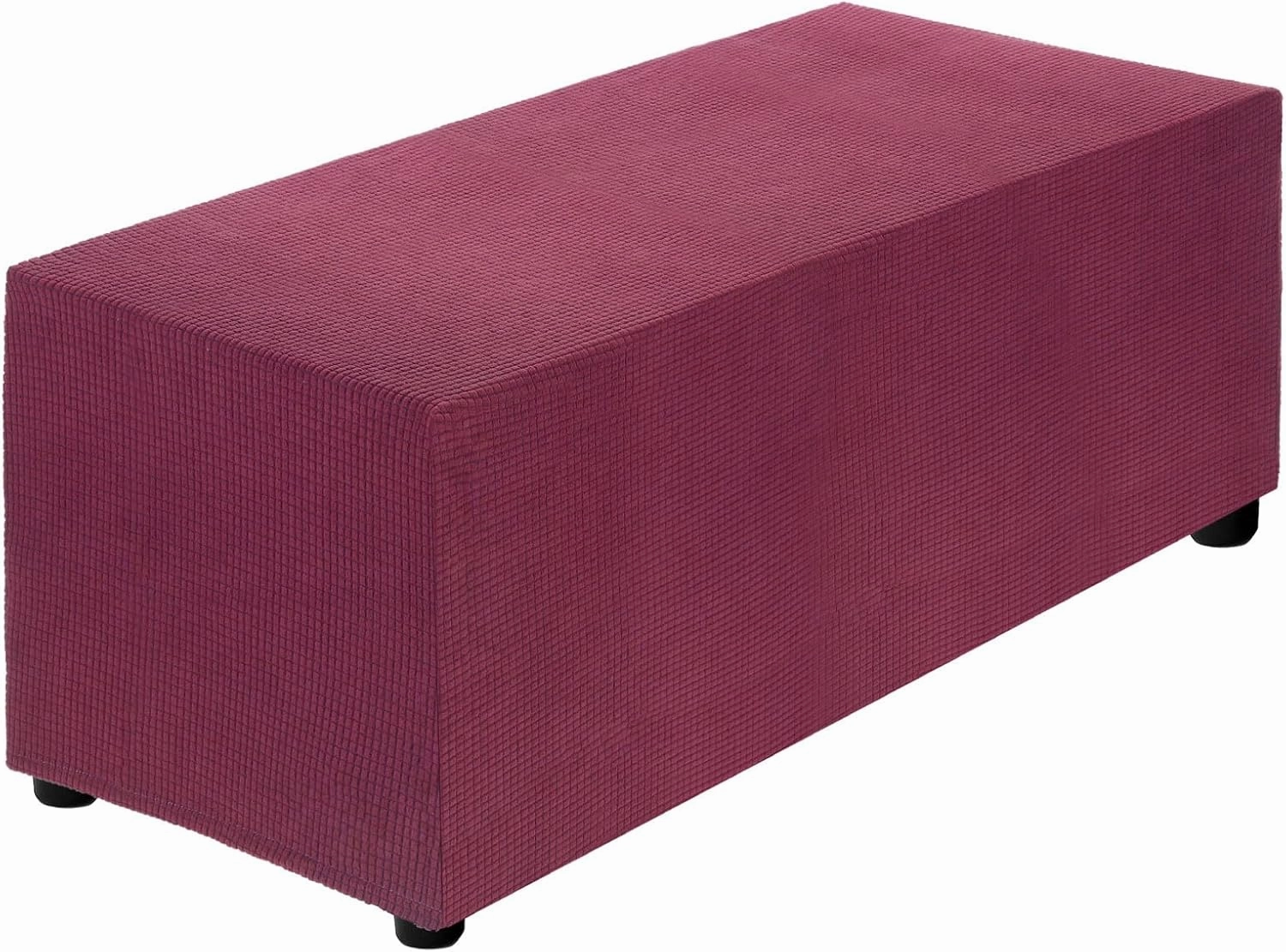 uxcell Stretch Ottoman Cover Rectangular Oversized Square Ottoman Slipcover with Elastic for Foot Stool Living Room Bedroom Fit Length 130-160cm / 51"-63", X-Large, Burgundy